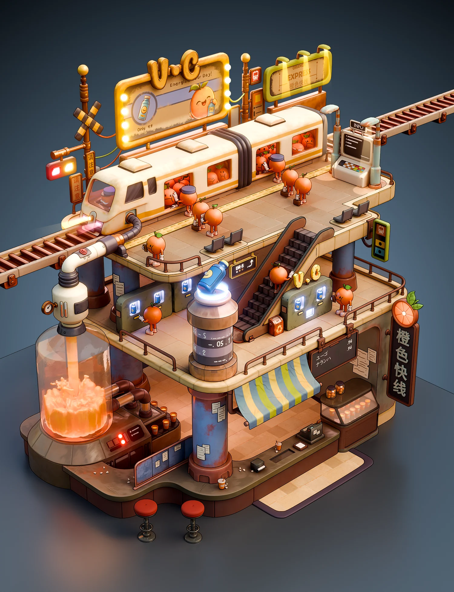 Orange Train Station — final render