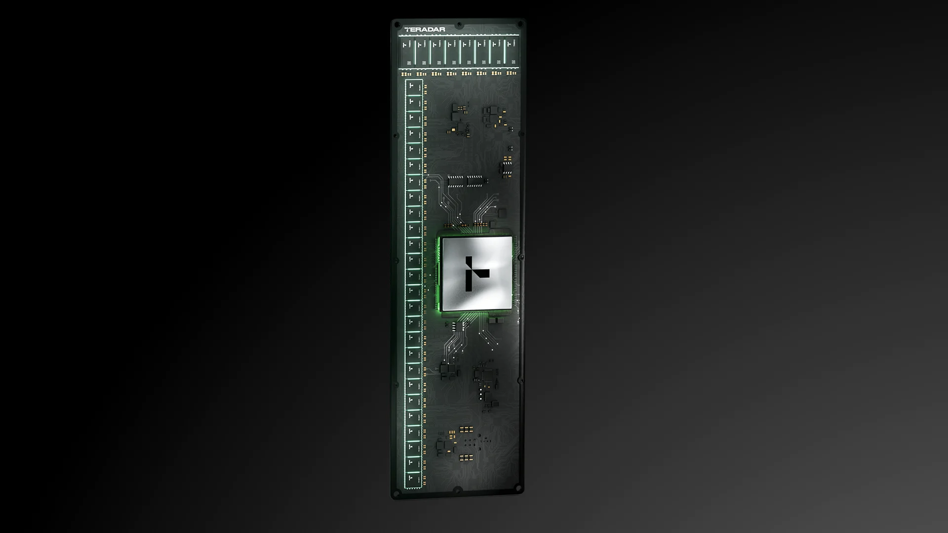 Teradar — device render, lit front view